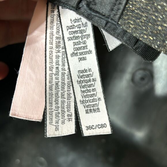 Victoria’s Secret bra TShirt push up full coverage 36C blackgold shimmer leopard - Picture 4 of 5